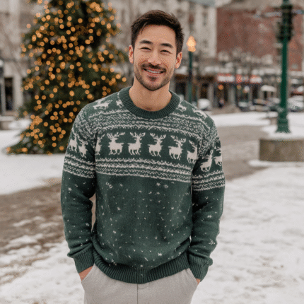Nordic Reindeer Crewneck Sweater Organic cotton-wool blend